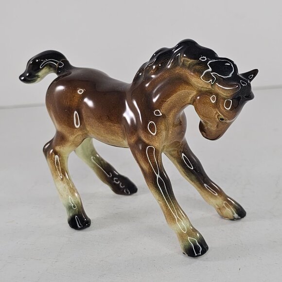 Vintage Ceramic Foal Figurine Bay Brown Baby Horse *Repaired Tail* - Picture 4 of 9